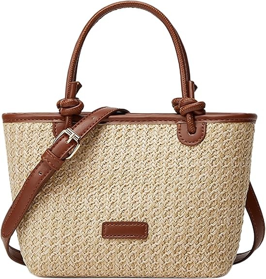 Cute Straw Fabric Tote Bag Purse for Women Straw Tote Bag Y2k Purses Shoulder Handbag