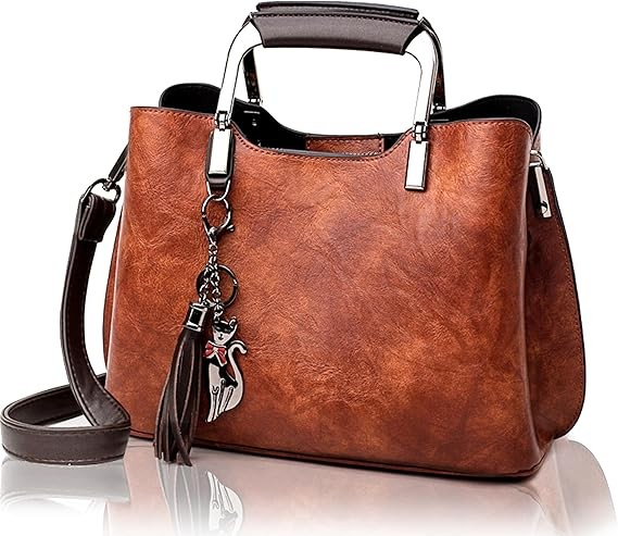 Small Vegan Leather Purse for Women, Top-Handle Handbag with Removable Strap, Vintage Shoulder & Crossbody Bag