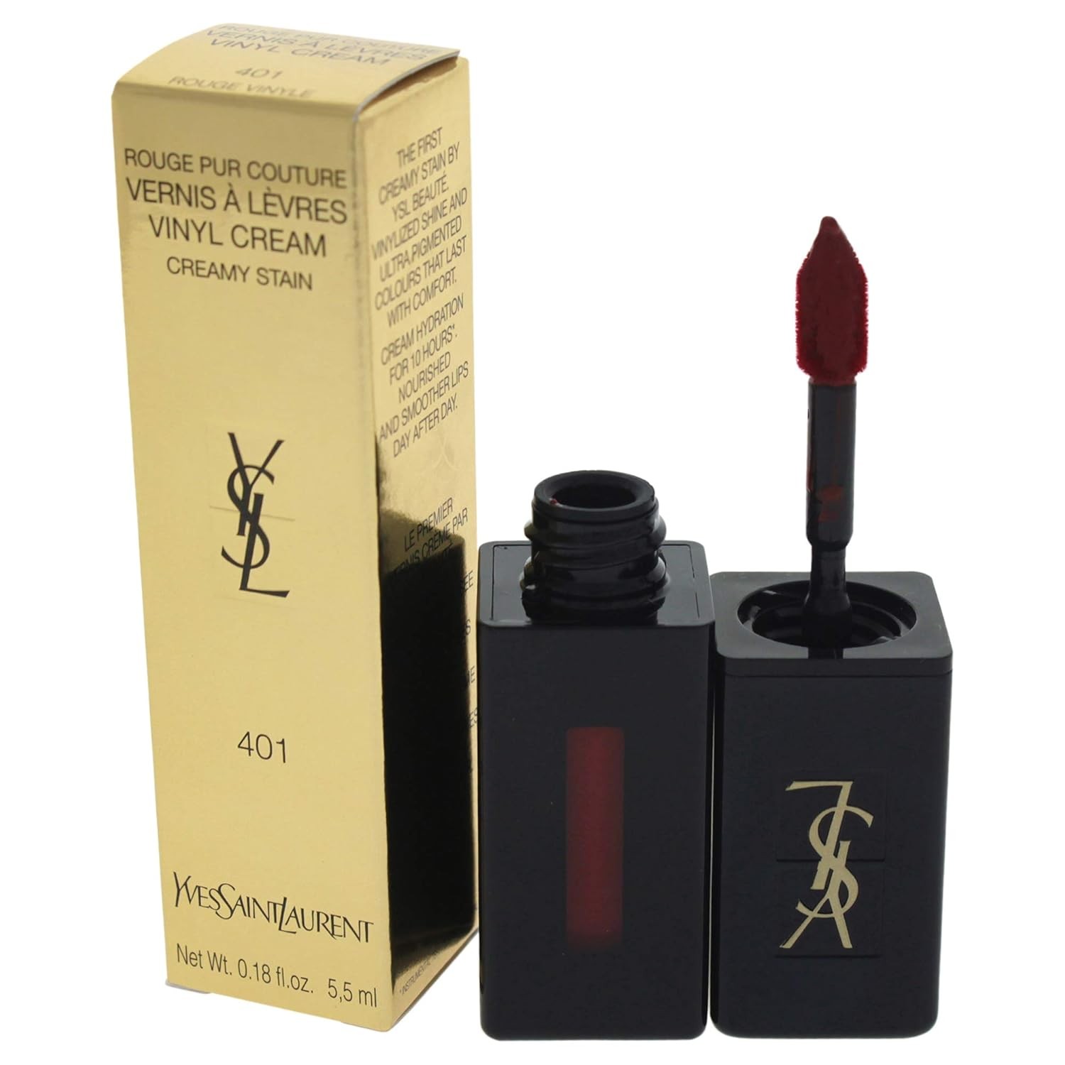 Yves Saint Laurent Vernis A Levres Vinyl Cream Lip Stain, 401 Rouge Vinyle, 0.18 Ounce