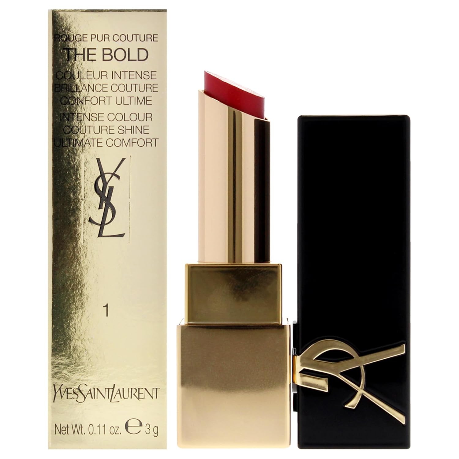 YVES SAINT LAURENT Rouge Pur Couture The Bold Lipstick - 1 Le Rouge for Women - 0.11 oz Lipstick